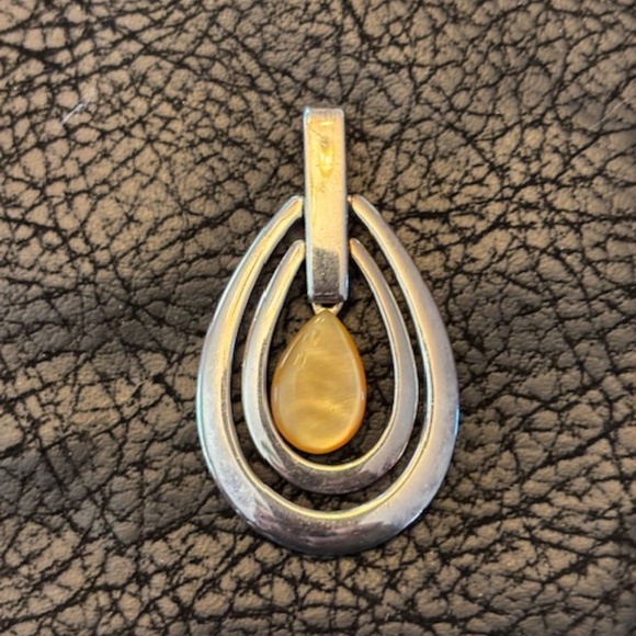 Vintage Mexico sterling silver/stone Pendant-Signed - Picture 1 of 2